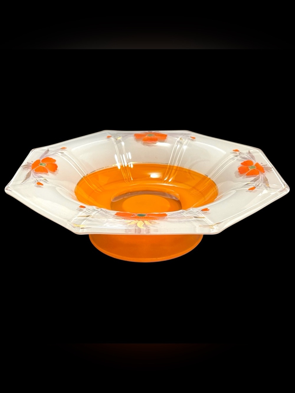Vintage 1930s Indiana Glass Modern Classic Hexagon Pedestal Console Bowl Platter - Picture 10 of 15